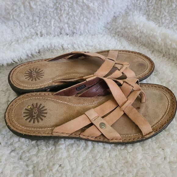UGG Lanni Leather Slide Sandals sz 9‎ - Picture 1 of 4